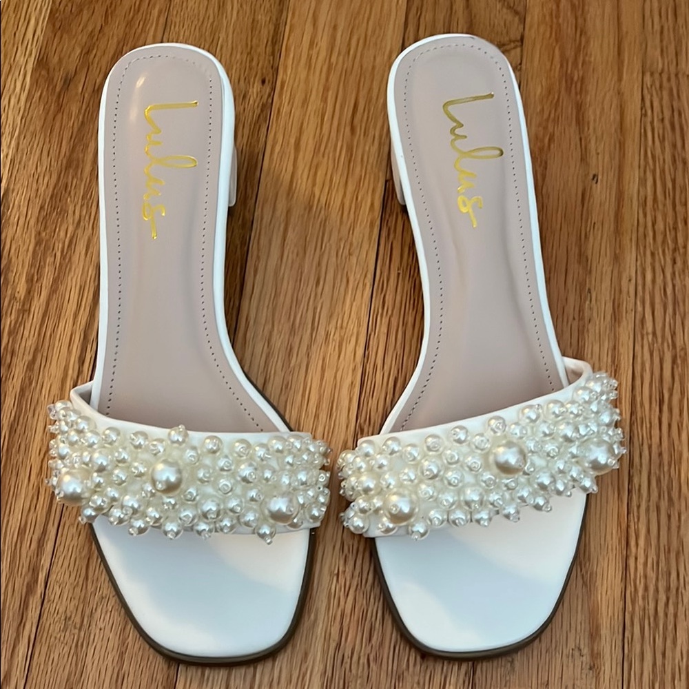 Lulu's Adelaide White Pearl Embellished Women's Sandals